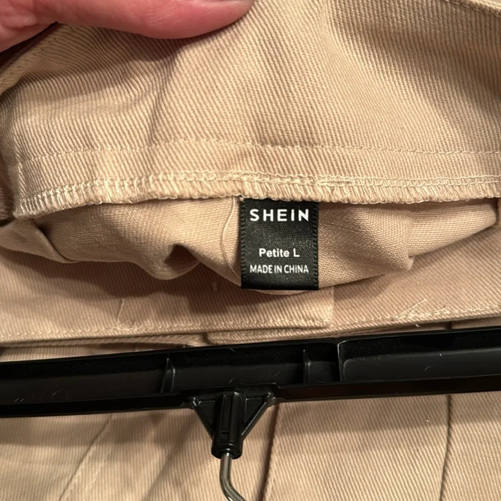 NEW Shein Petite L Tan Canvas skirt w/belt